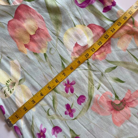 Reformation Tulip Print Silk Dress Womens Small/XS Mint Green Floral Pockets - Picture 8 of 10
